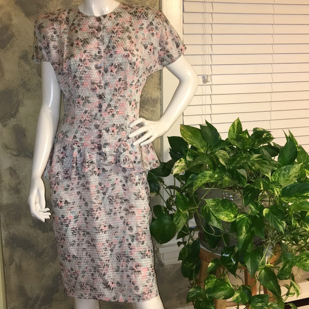 VINTAGE 90’s Like New Christina Grant Peplum Dress Size Small 4/6?